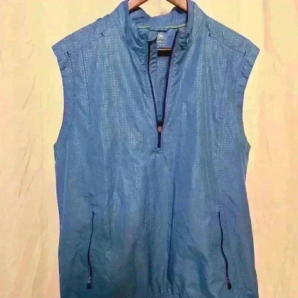 Adidas Men's Medium Climaproof Light Blue Vest - Windbreaker